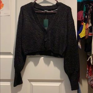 Fuzzy V-neck cardigan